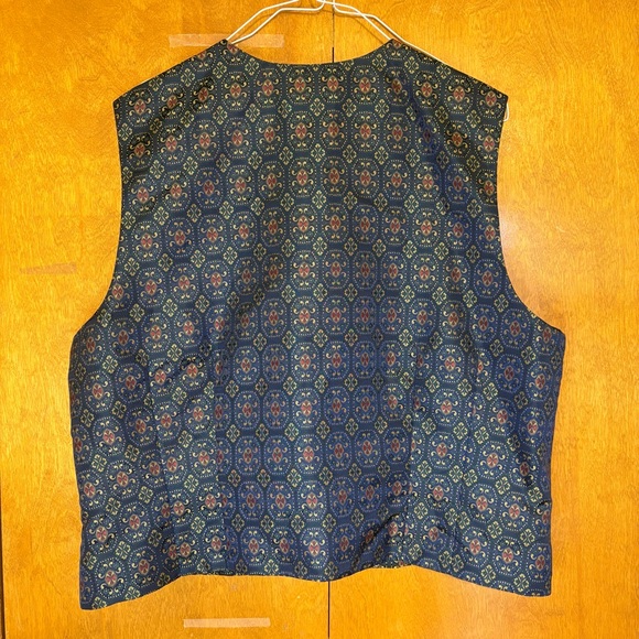 Talbots Vintage XL‎ Blue and Gold Patterned Vest Festive Bold - Picture 2 of 7